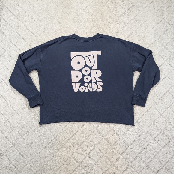 Outdoor Voices Sweatshirt Womens XL Blue Cotton Terry Heavy Crew Gym Lounge - Picture 1 of 6